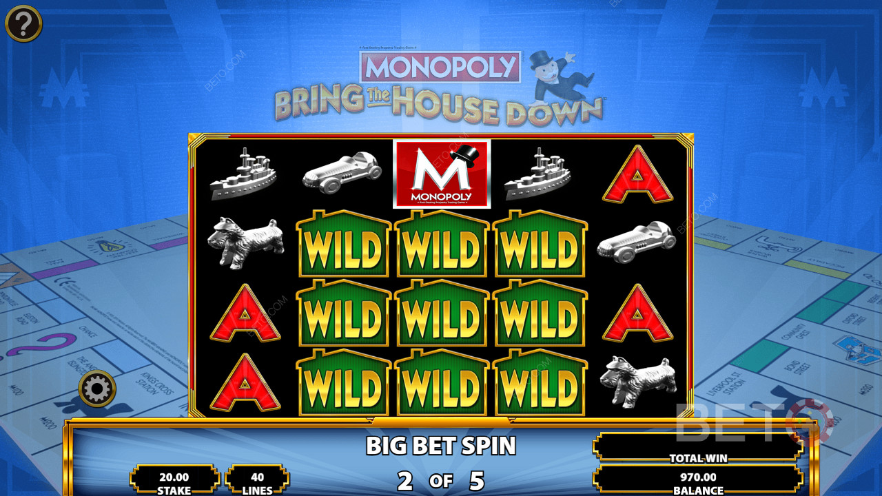 Špeciálne symboly Wilds v hre Monopoly: Bring the House Down