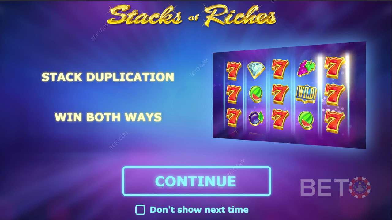 Úvodná obrazovka hry Stacks of Riches
