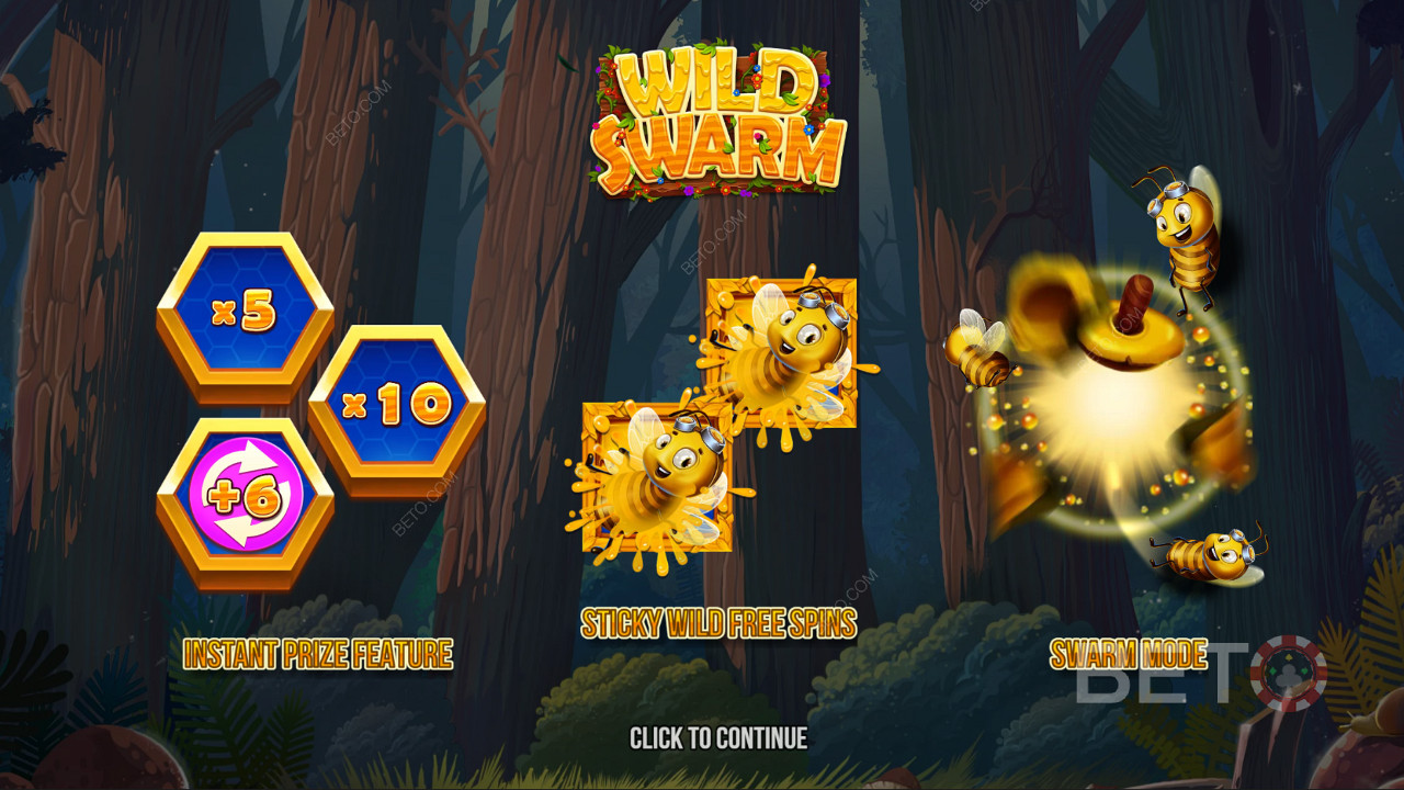 Vychutnajte si silné bonusové funkcie v online slote Wild Swarm