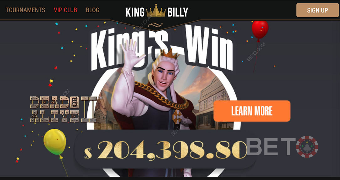 Získajte obrovské výhry hraním populárnych slotov na King Billy Casino