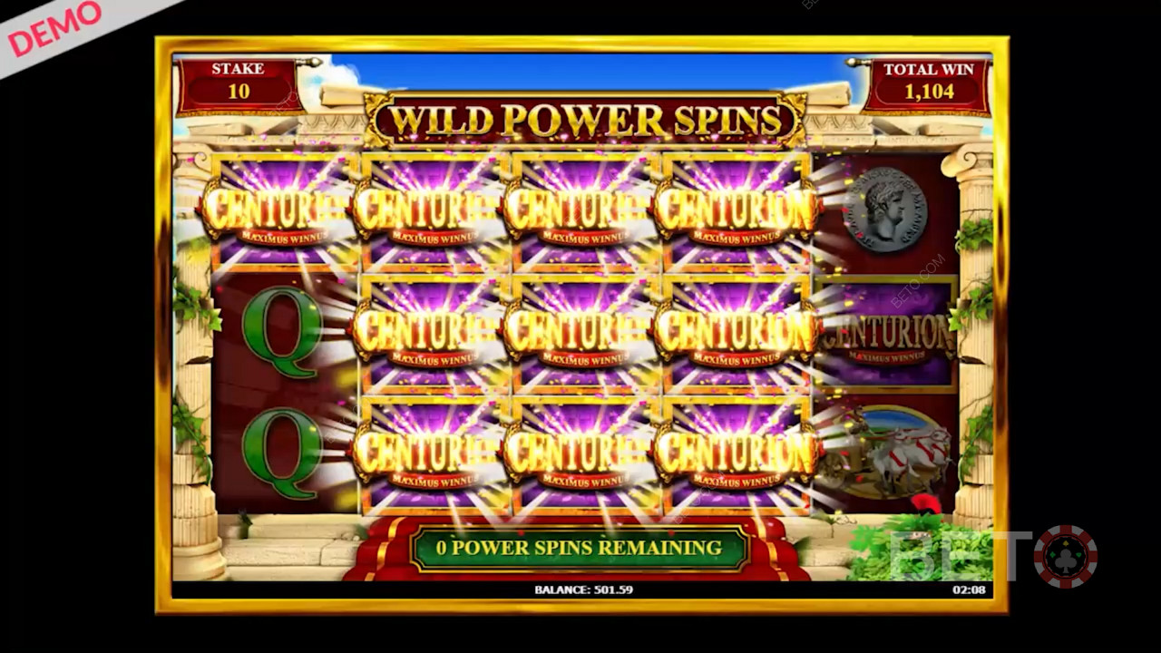Špeciálna hra Wild Power Spin v hre Slingo Centurion