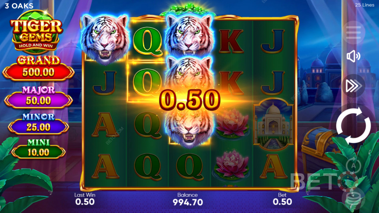 Vyhrajte 1 560-násobok svojej stávky v automate Tiger Gems!