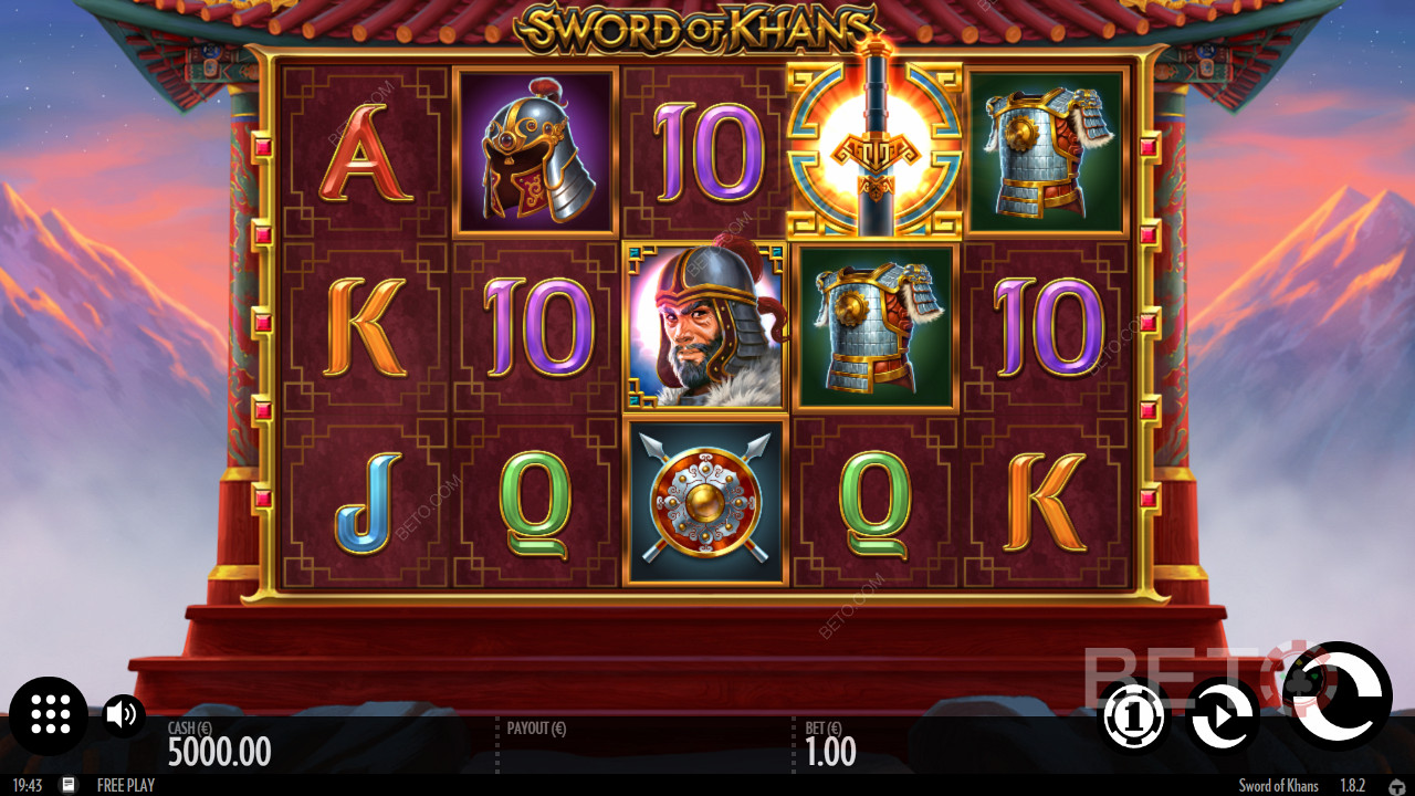 Klasická mriežka 5x3 v hre Sword Of Khans - Bitka po boku Džingischána
