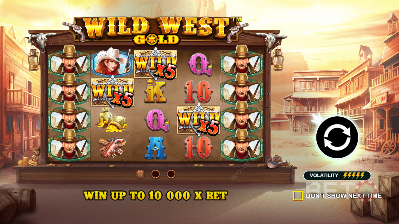 Odmeňujúce symboly Wild pomáhajú pri vyplatení výhry v hre Wild West Gold