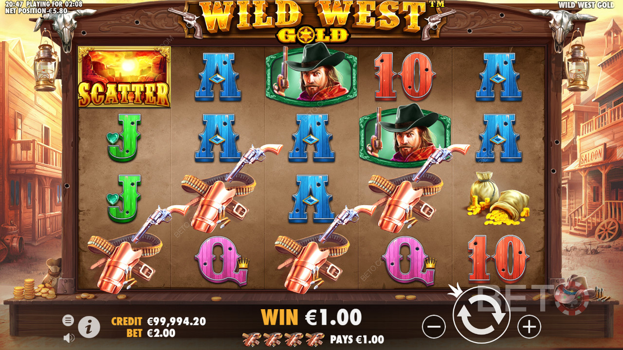 Výhodná kombinácia v hre Wild West Gold