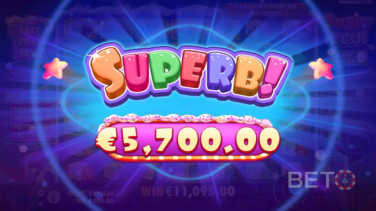 Vyhrajte 5 000x Vašu stávku vo video automate Sugar Rush Dice!