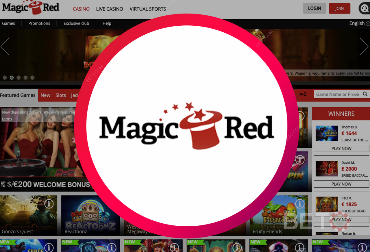 Magic Red online kasíno - užívateľsky prívetivé webové stránky