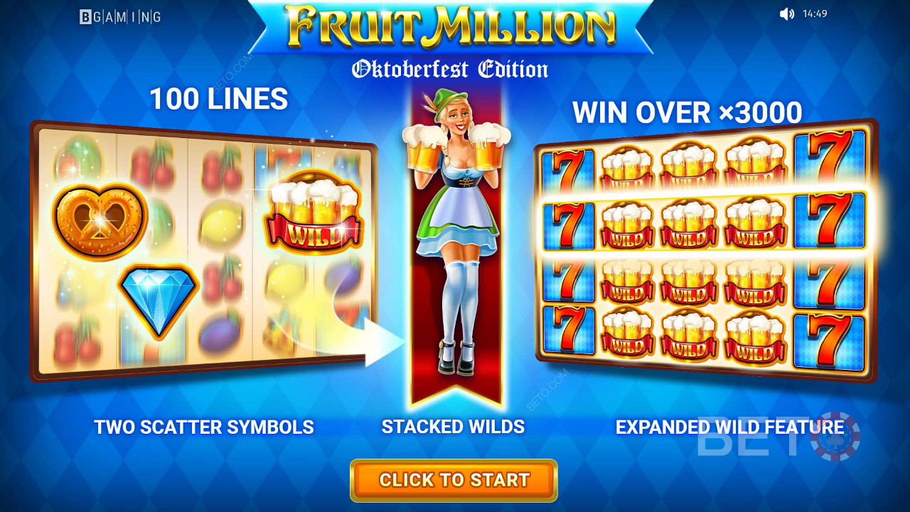 Hrajte na 100 líniách a vyhrajte až 3000-násobok svojho vkladu v hre Fruit Million