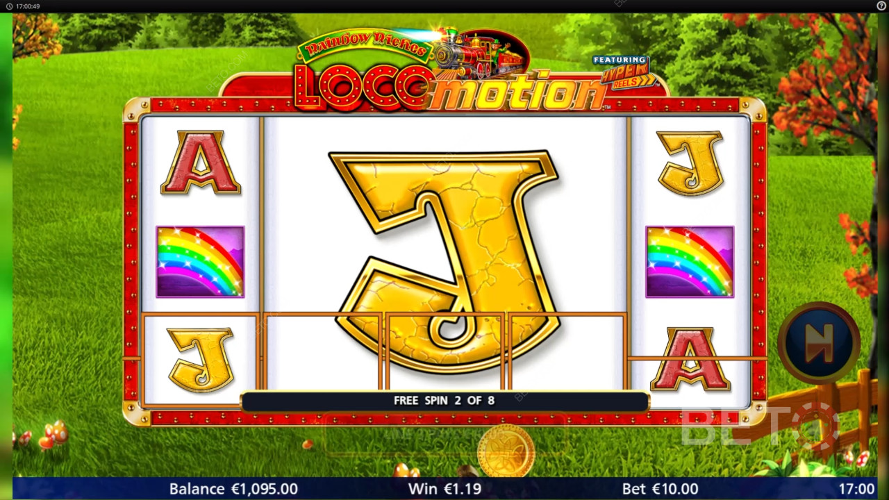 Vyhrajte 1 037x Vašu stávku v online automate Rainbow Riches Locomotion!