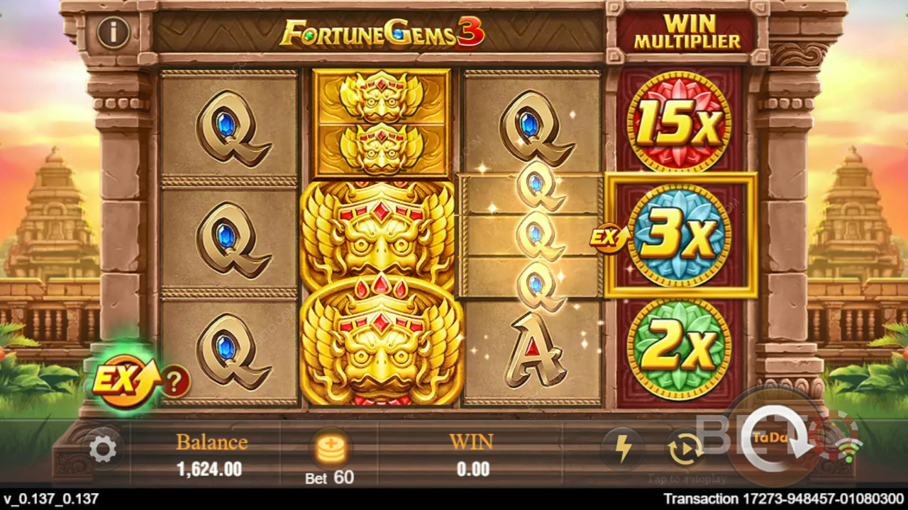 Vysvetlenie bonusových funkcií v hre Fortune Gems 3 od TaDa Gaming