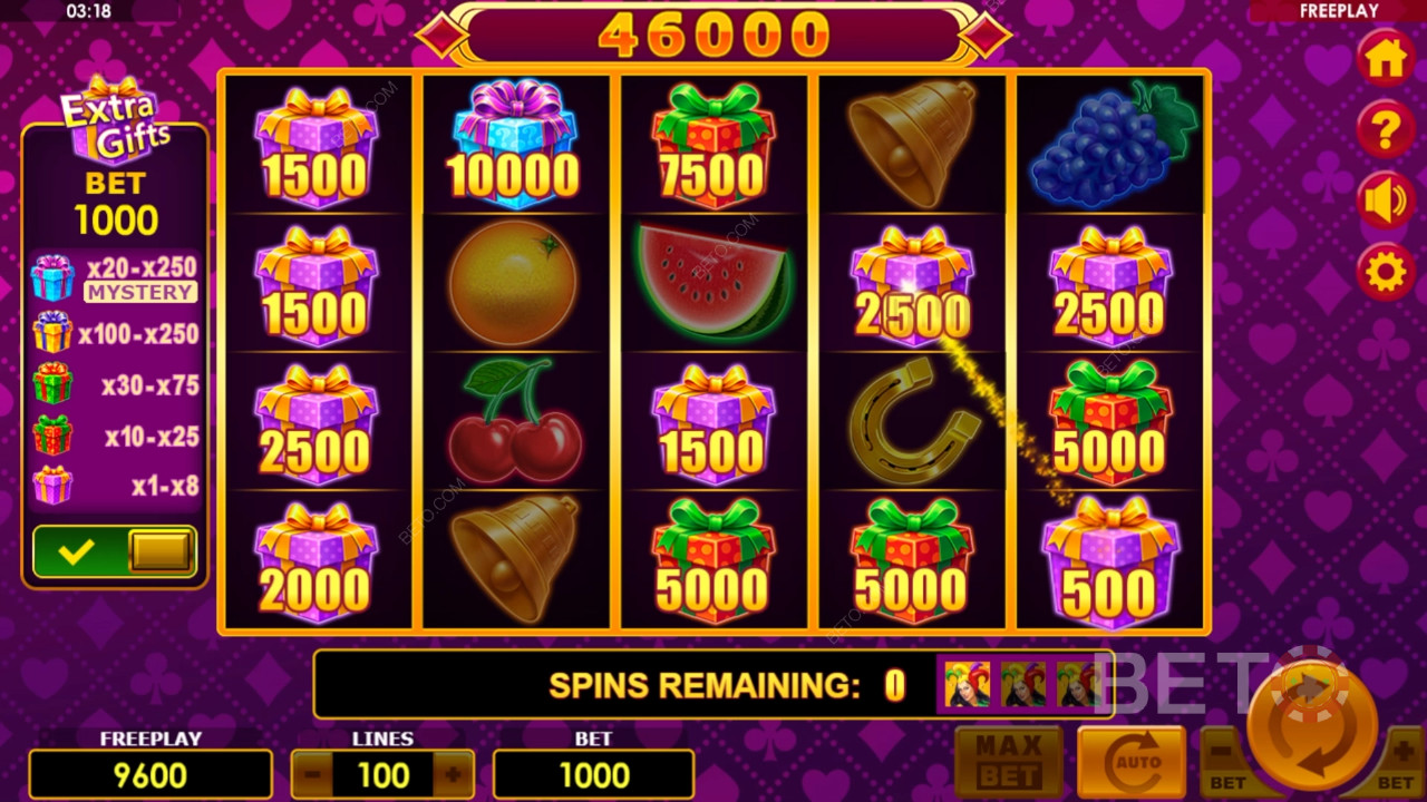 Vysvetlenie bonusových funkcií v hre Lucky Joker 100 Extra Gifts od Amatic Industries