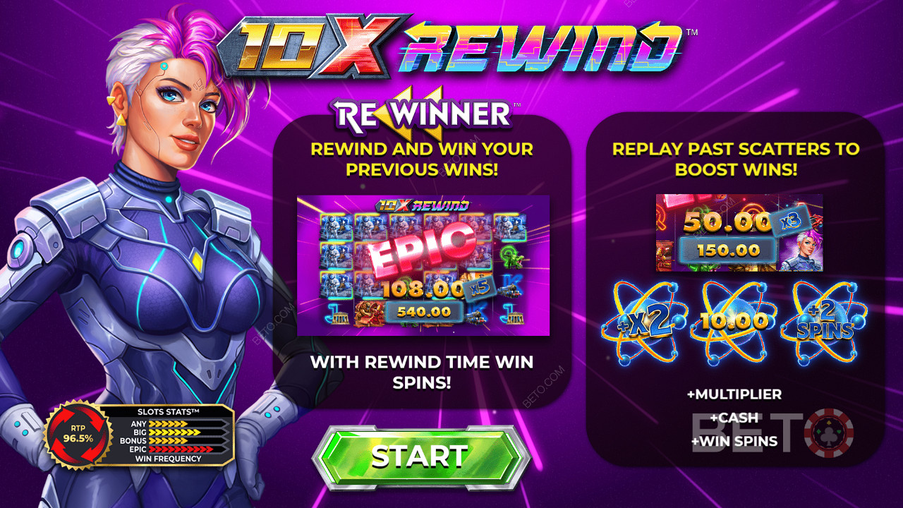 Začiatok dobrodružstva hazardných hier v hre 10x Rewind