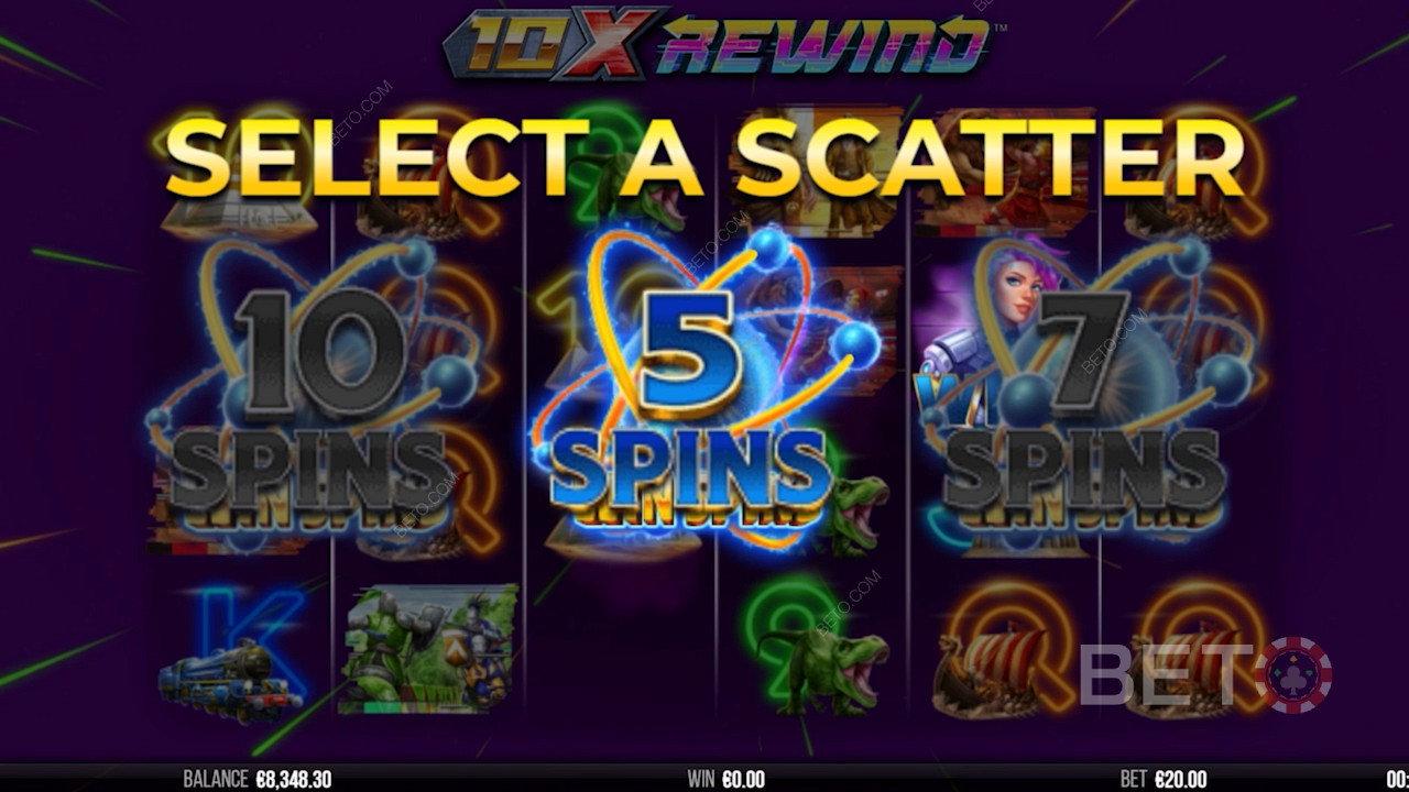 Špeciálne symboly Scatter v hre 10x Rewind