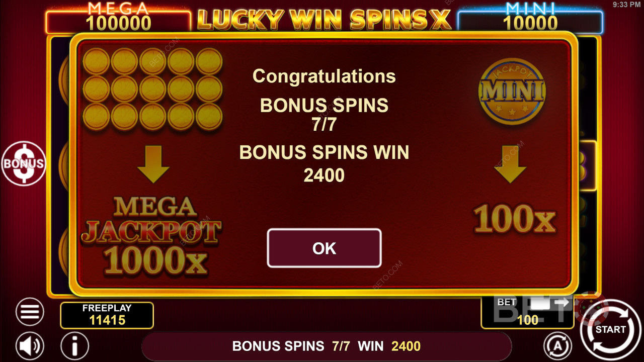 Vysvetlenie bonusových funkcií v hre Lucky Win Spins X od 1spin4win