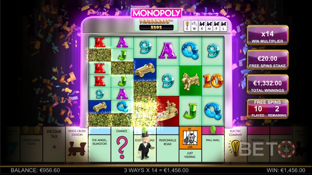 Iskrivá hrateľnosť hry Monopoly Megaways