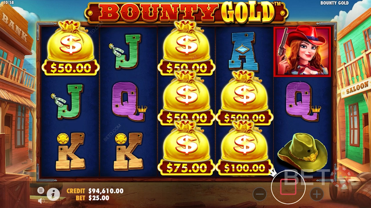 Symboly vrecka s peniazmi na mriežke hry Bounty Gold