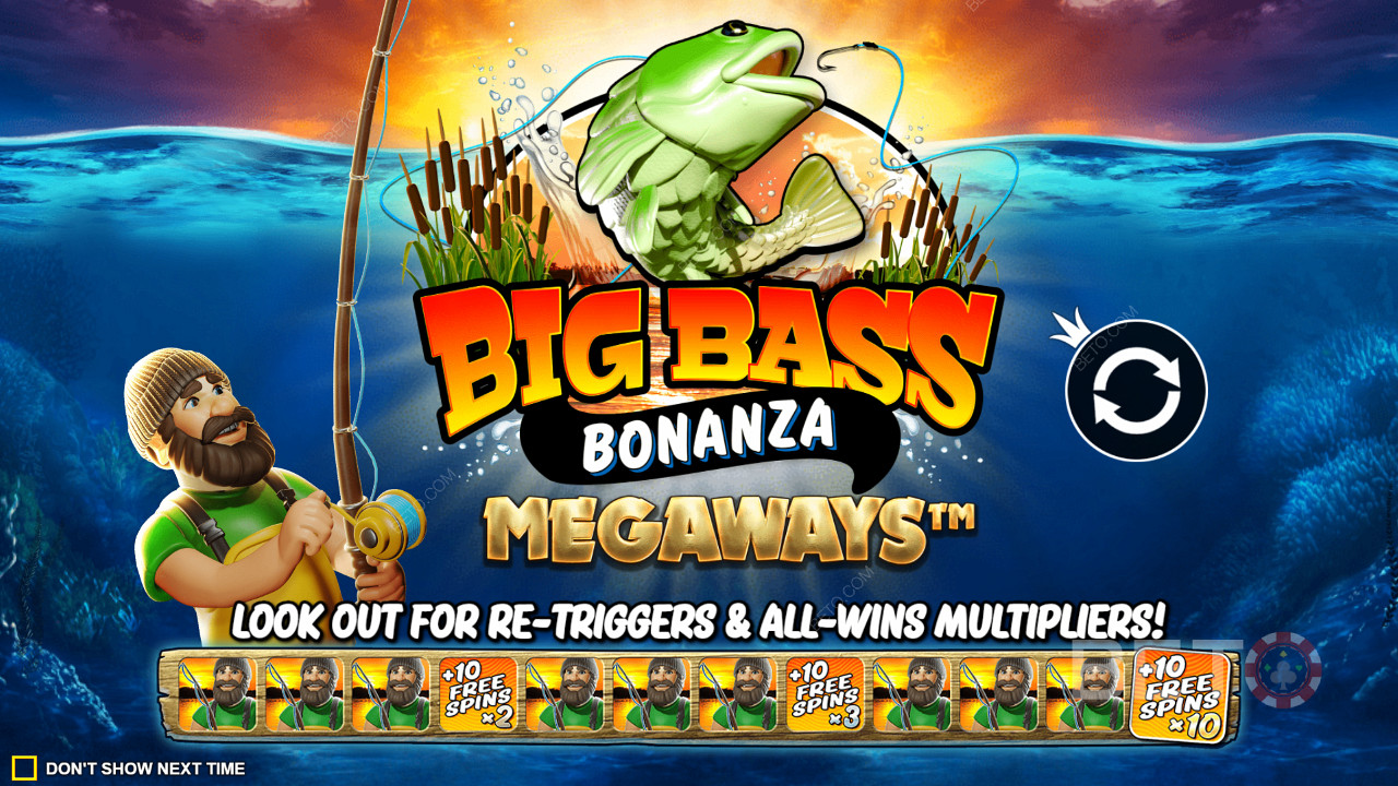 Užívajte si opakované roztočenia zdarma s násobiteľmi výhier v automate Big Bass Bonanza Megaways