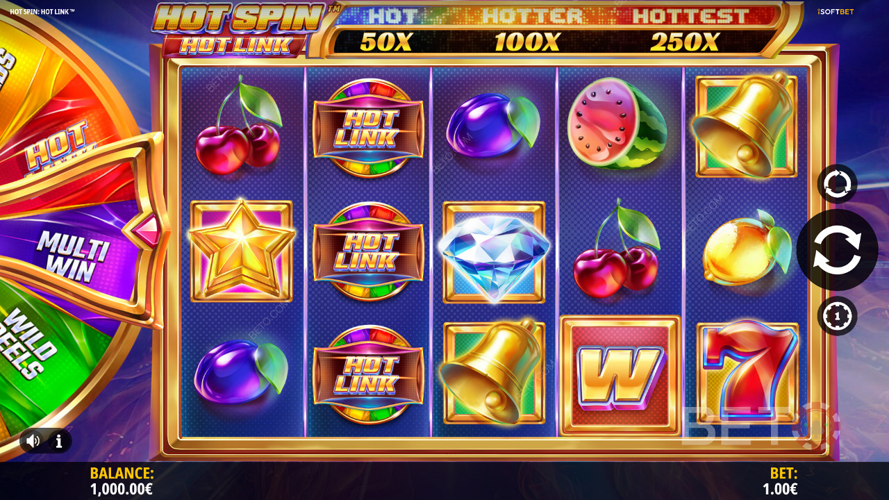 Drahé a peňažné symboly v hre Hot Spin Hot Link
