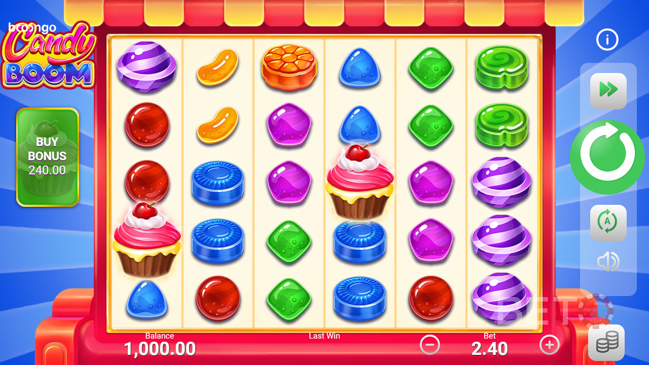 Výrazná grafika a farebná schéma v hre Candy Boom