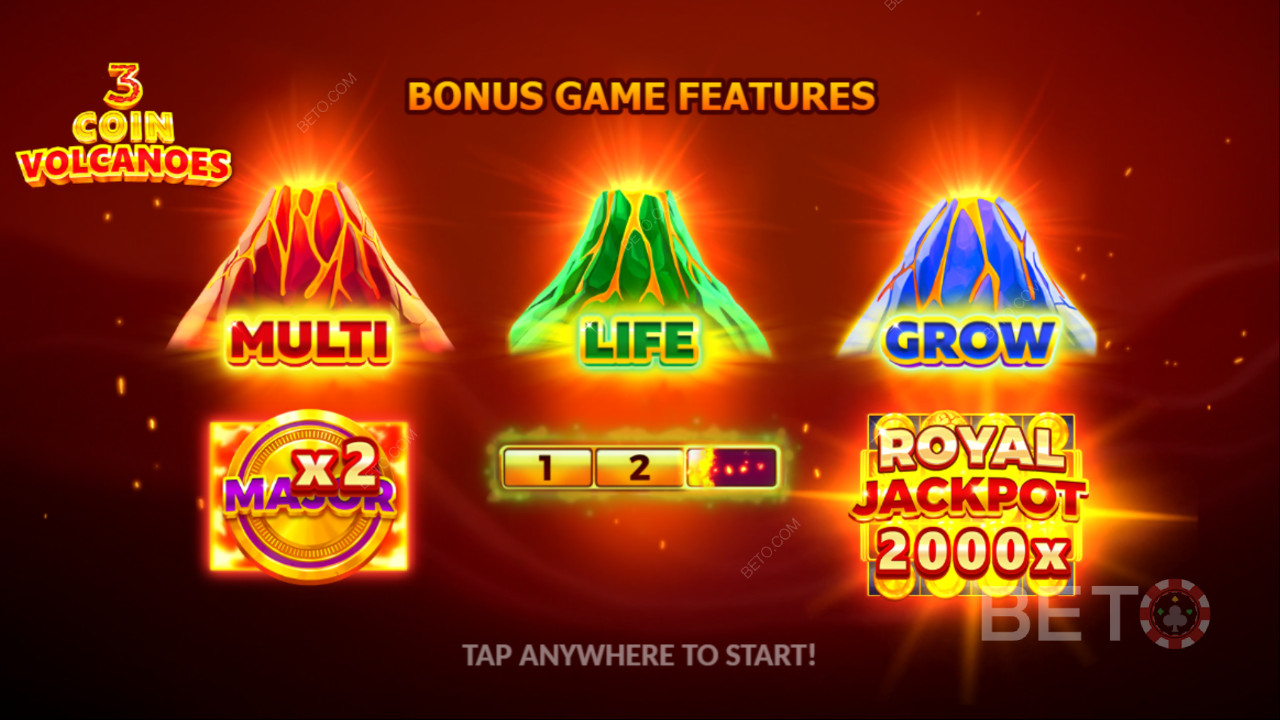 Vyhrajte 2 000-násobok svojej stávky v online automate 3 Coin Volcanoes!