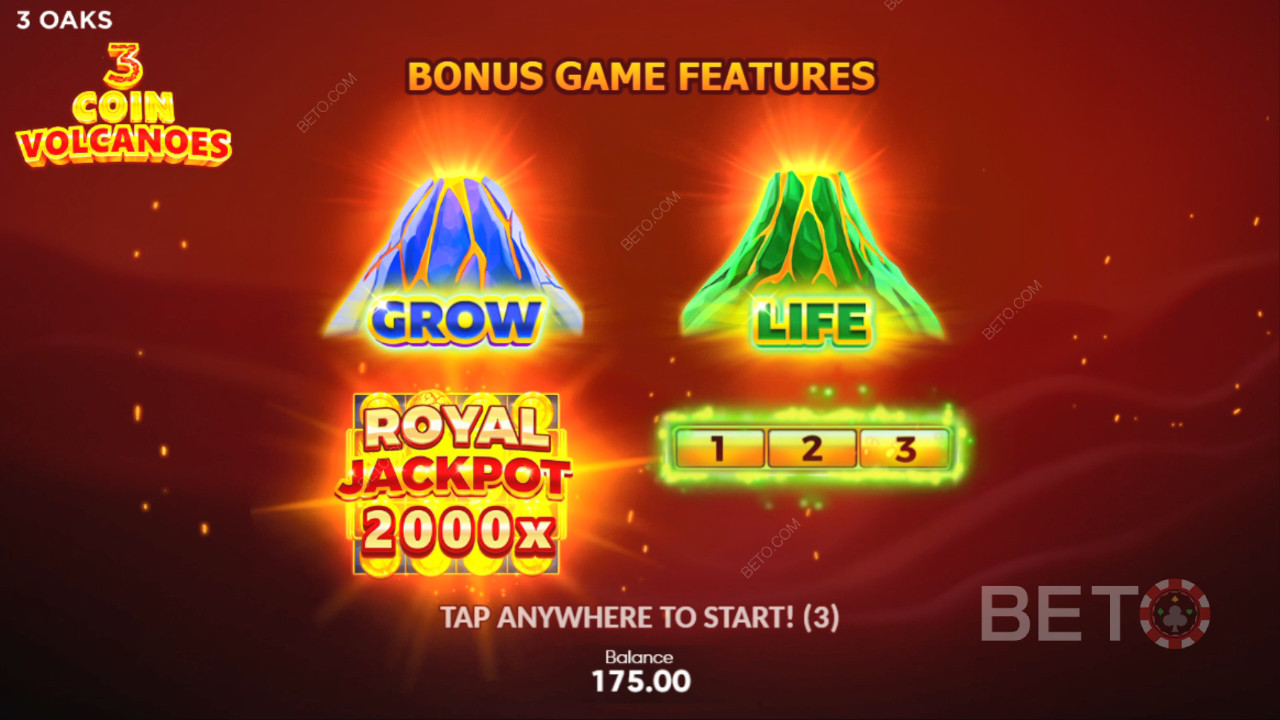 Vysvetlenie bonusových funkcií v hre 3 Coin Volcanoes od 3 Oaks Gaming