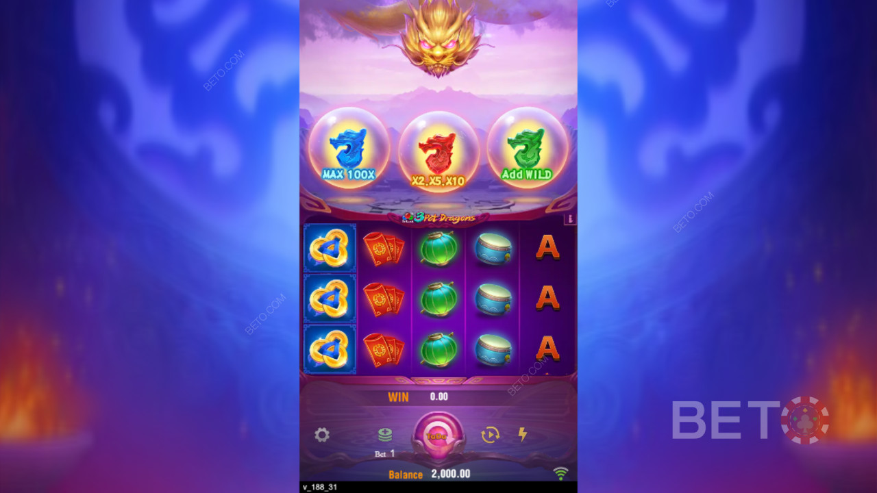 Vyhrajte 10 000x svoju stávku v online automate 3 Pot Dragons!