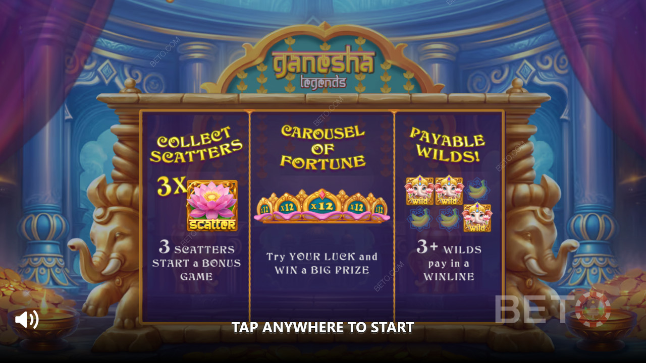 Vysvetlenie bonusových funkcií v hre Ganesha Legends by Gamebeat