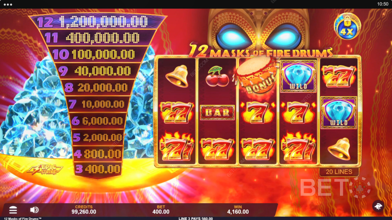 12 Masks of Fire Drums Recenzia od BETO Slots