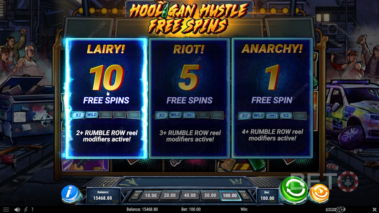 Vyberte si typ Free Spin v automate Hooligan Hustle