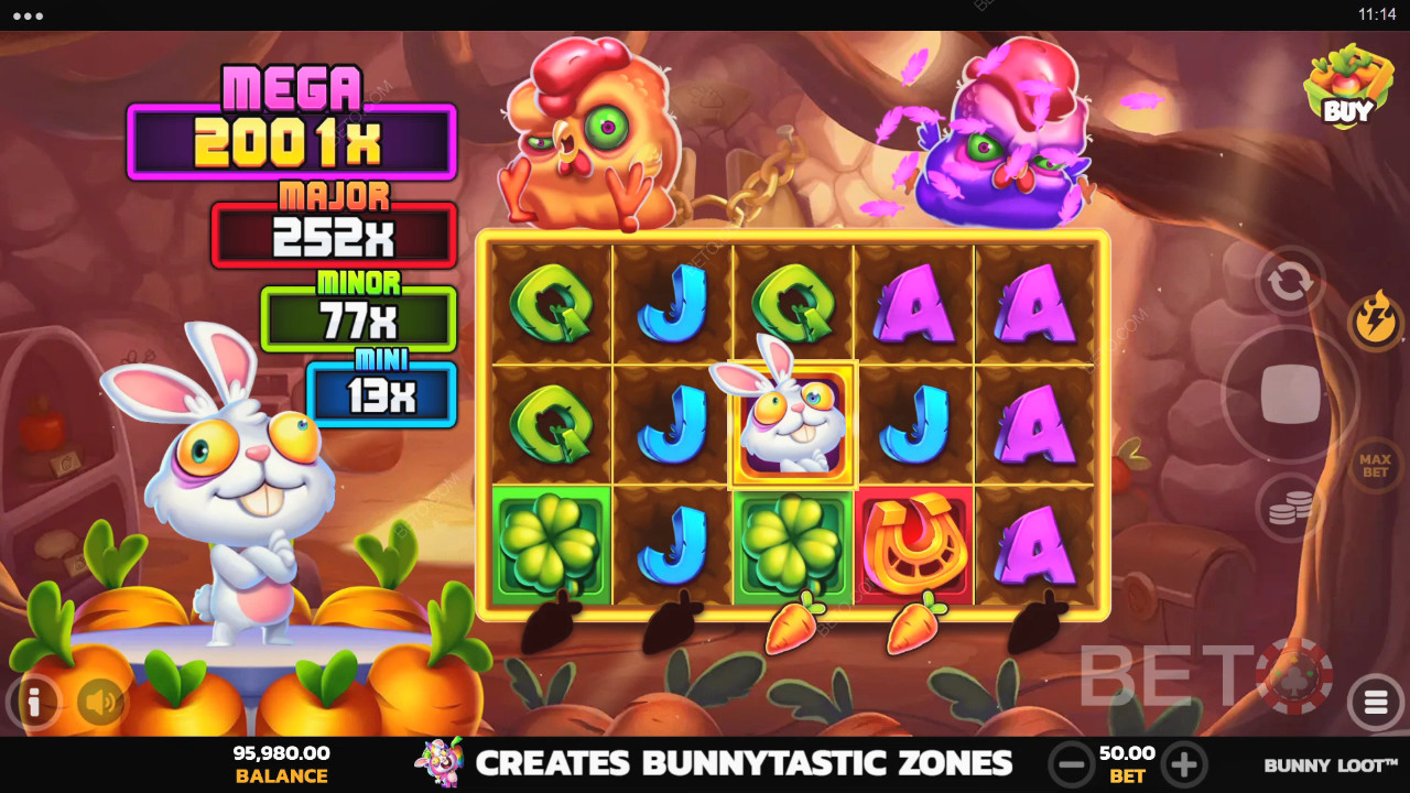 Vysvetlenie bonusových funkcií v hre Bunny Loot od PearFiction