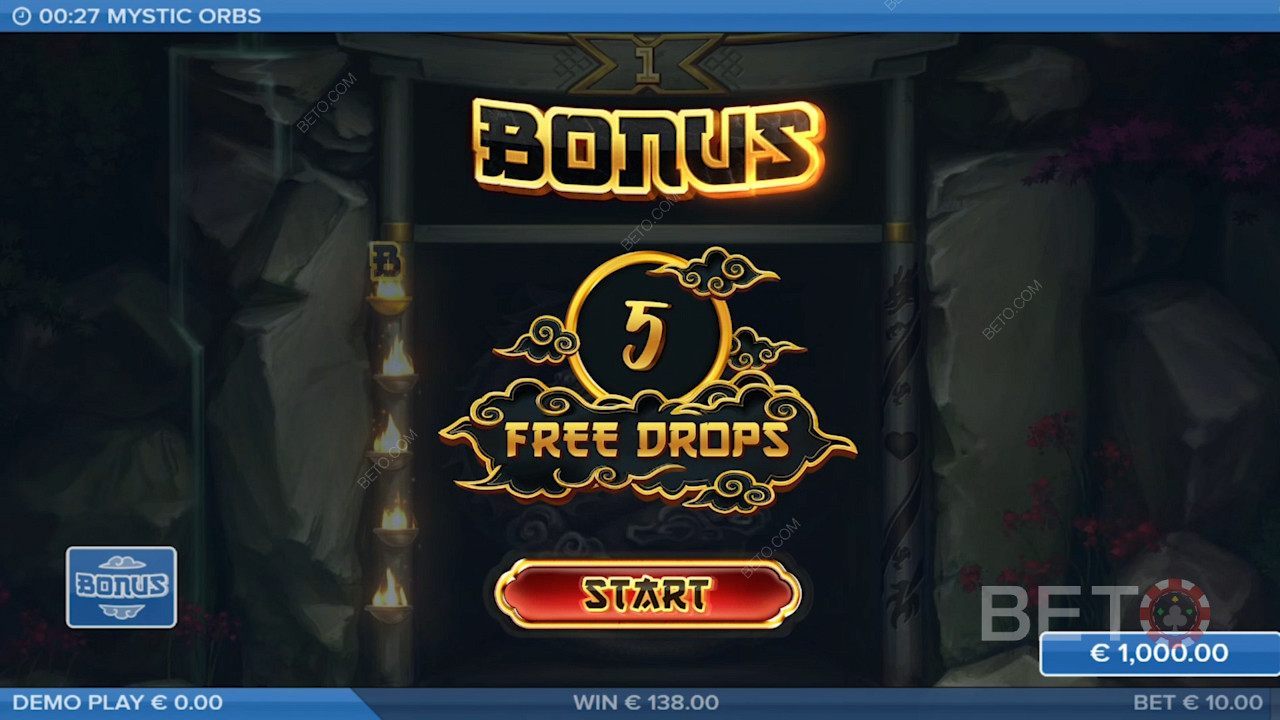 Ak padne 5 symbolov Orb, aktivuje sa bonusová hra a získate 5 roztočení zdarma.
