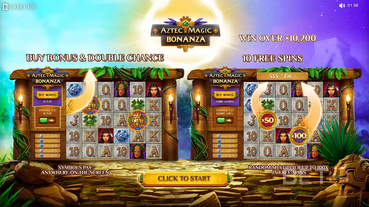 Užite si Buy Bonus, Double Chance a roztočenia zdarma v hre Aztec Magic Bonanza
