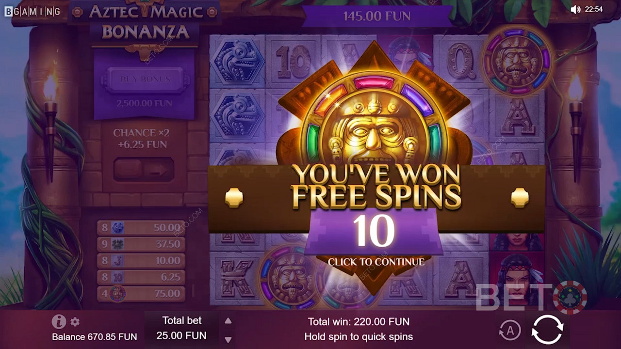 Vyhrajte veľké množstvo roztočení zadarmo v kasínovom slote Aztec Magic Bonanza