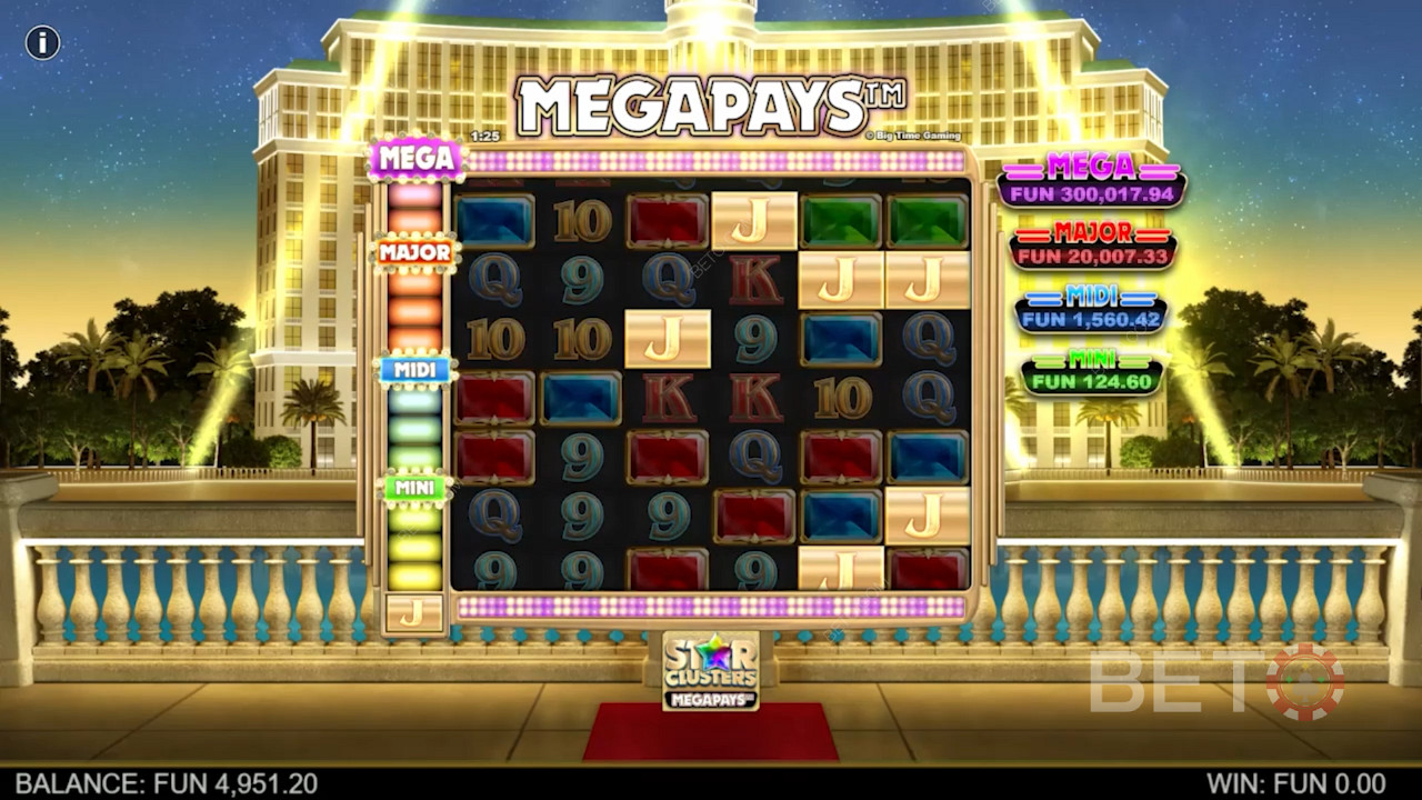 Ak chcete vyhrať v automate Star Clusters Megapays, padnú aspoň 4 symboly Megapays
