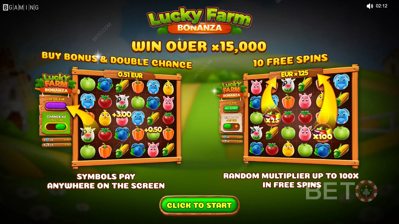 Užite si násobitele, dvojitú šancu a roztočenia zdarma v kasínovej hre Lucky Farm Bonanza