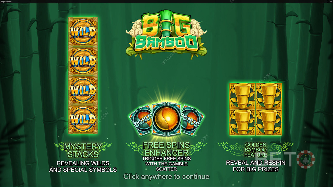 Užite si Mystery Stacks, Free Spins a funkciu Golden Bamboo v automate Big Bamboo