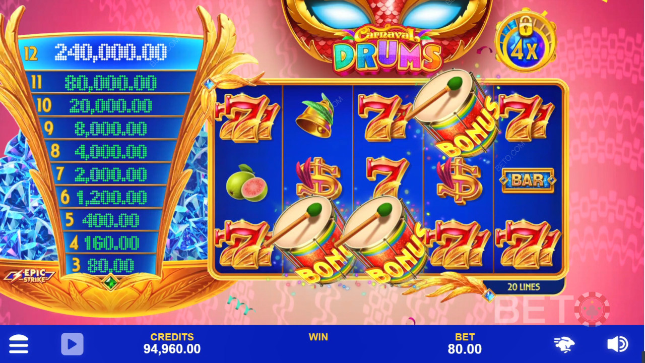 Carnaval Drums Recenzia od BETO Slots