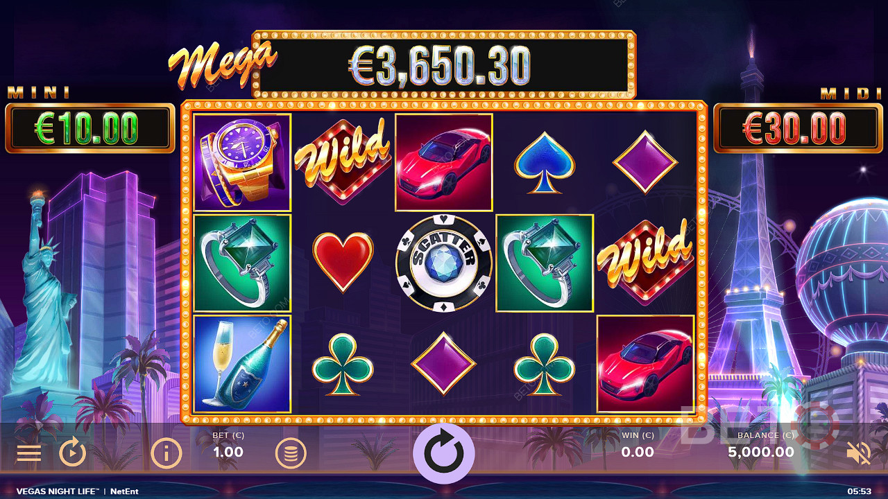 Mega jackpot sa v automate Vegas Night Life neustále zvyšuje