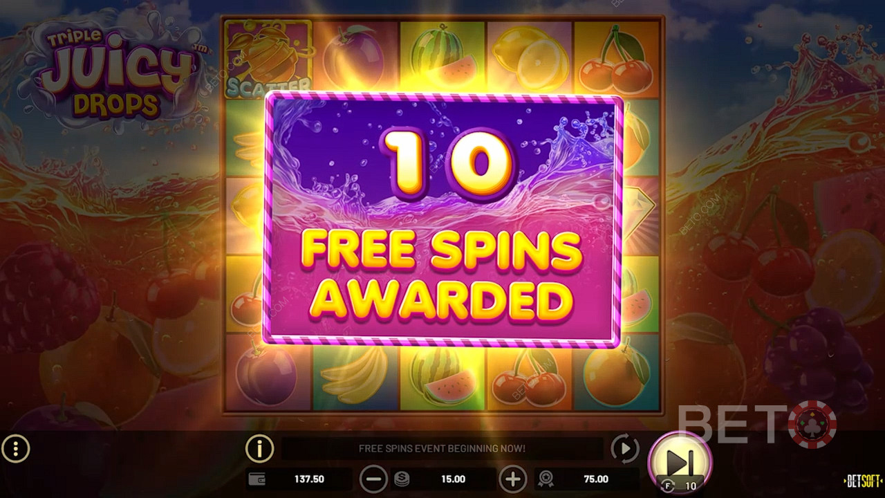 Ak padnú 3 alebo viac symbolov Scatter, získate exkluzívne bonusové výhody z Free Spins.