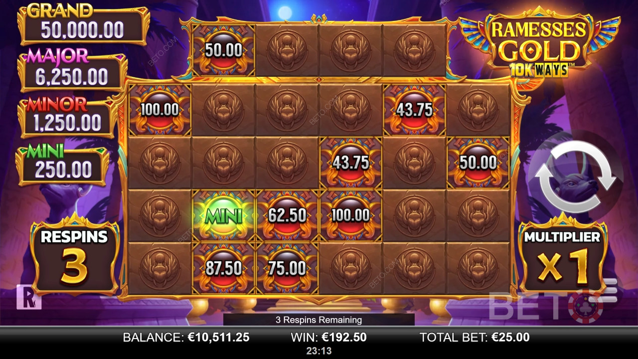 Vyhrajte 9 065x Vašu stávku v automate Ramesses Gold 10K Ways!