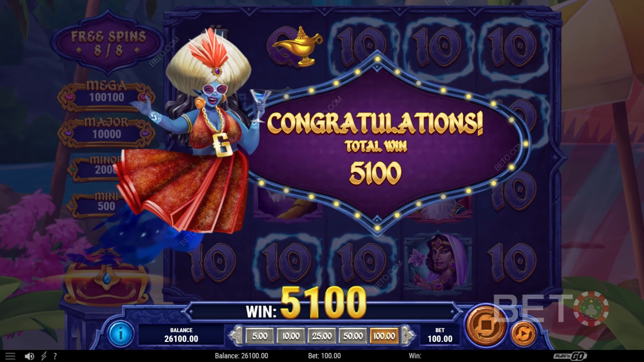 Vysvetlenie bonusových funkcií v hre 1001 Mystery Genie Fortunes od Play