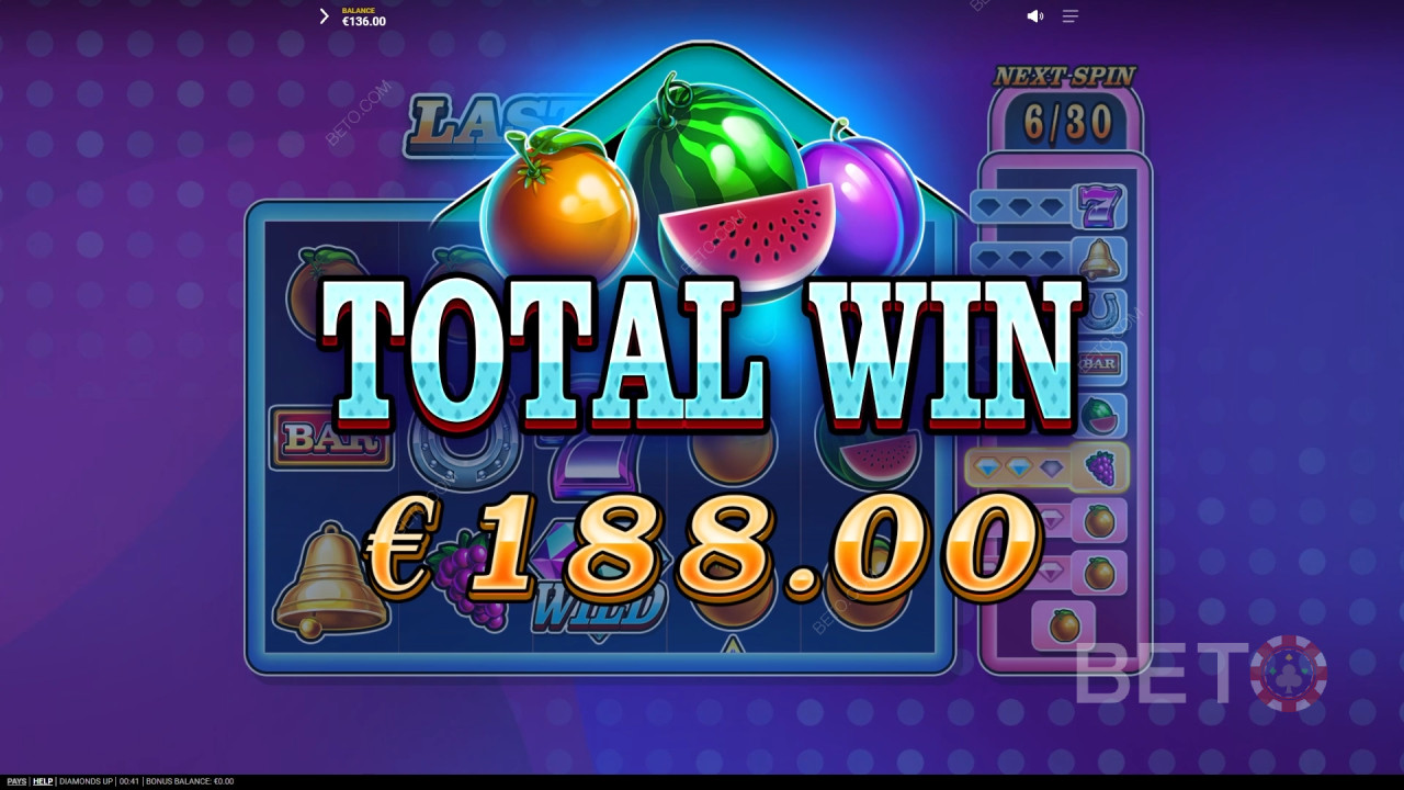 Vyhrajte 20 000-násobok svojej stávky vo video automate Diamonds Up!