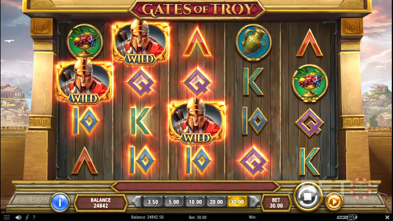 Symboly Wild majú v automate Gates of Troy vysoké výhry