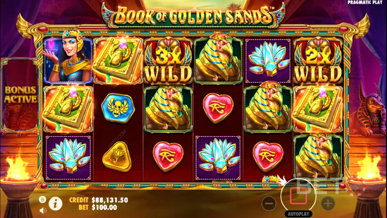 Multiplikátor Wilds sa objavuje v online automate Book of Golden Sands