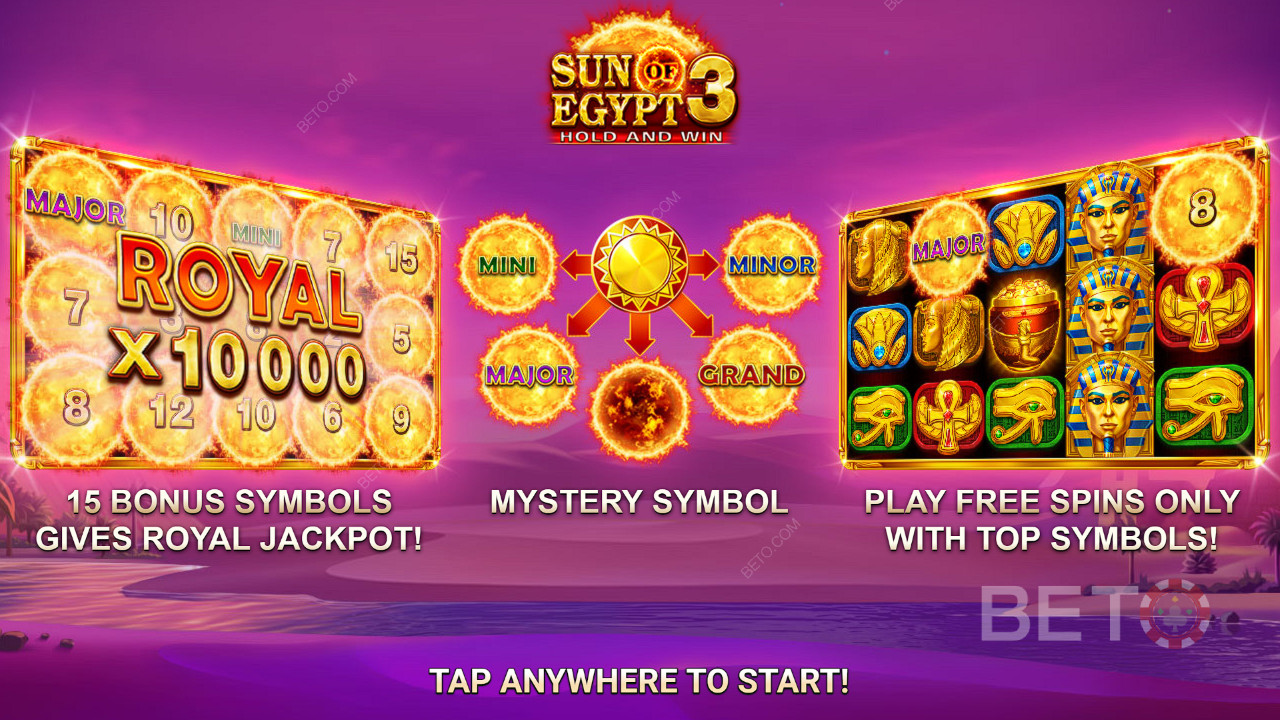 Vyhrajte 10 000x Vašu stávku v online automate Sun of Egypt 3!