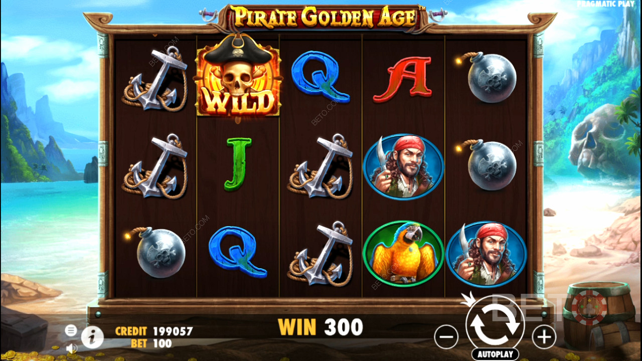 Aj bežné výherné symboly môžu v automate Pirate Golden Age priniesť vysoké výhry.