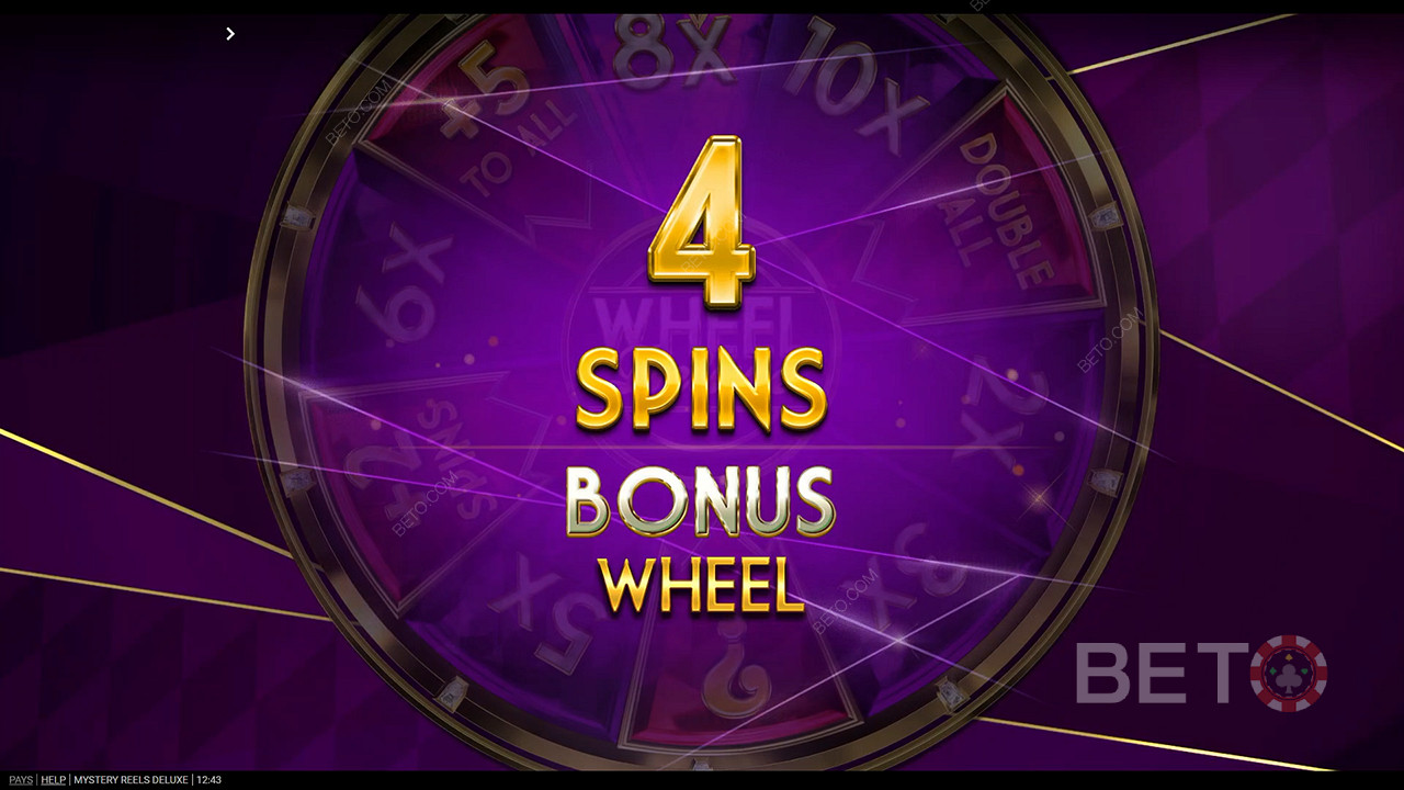Vyhrajte až 15 roztočení na bonusovom kolese, ak na ňom padnú symboly Wheel Deluxe.