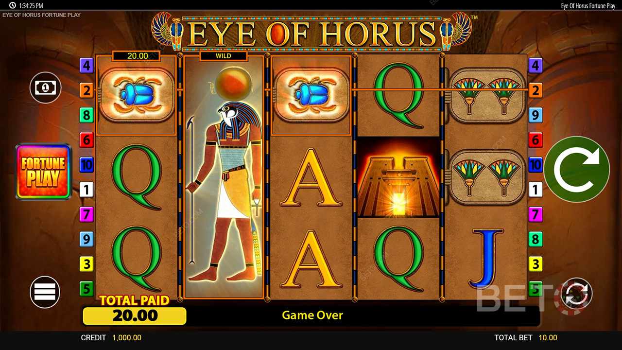 Vyhrajte 50 000x Vašu stávku v Eye of Horus Fortune Play Online Slot!