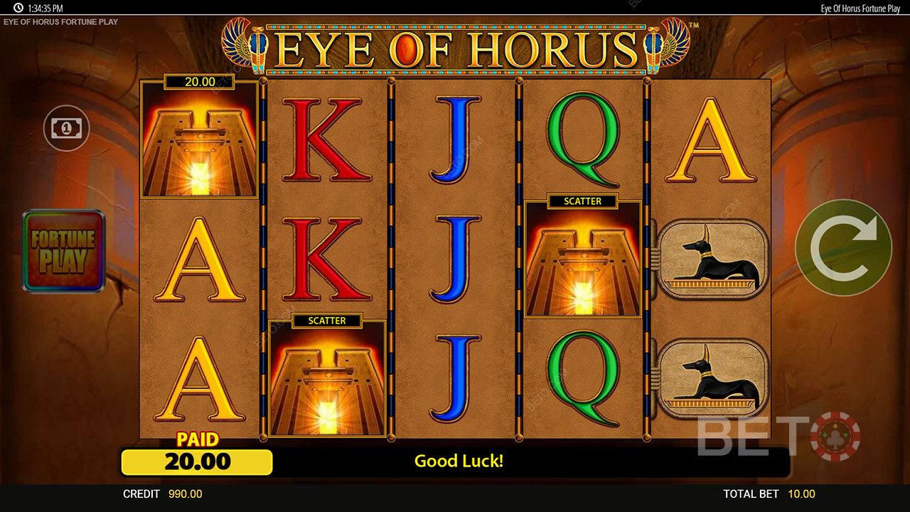 Verdikt pre Eye of Horus Fortune Play Online Slot