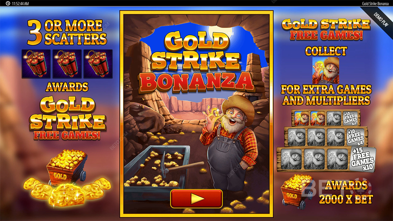 Vysvetlenie bonusových funkcií v hre Gold Strike Bonanza Fortune Play by Blueprint